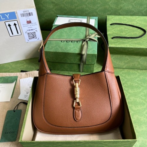 Gucci Jackie 1961 mini torba typu hobo z naturalnej skóry licowej 637091 brązowa