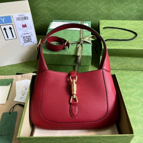 Gucci Jackie 1961 mini torba typu hobo z naturalnej skóry licowej 637091 czerwona