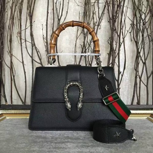 Torebka Gucci Now Bamboo Lichee Pattern Leather z uchwytem u góry 448075 w kolorze czarnym
