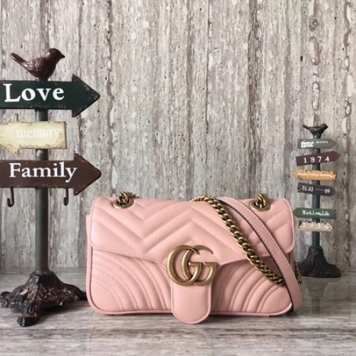 Gucci Now GG Marmont Matelasse Torba na ramię 443496 Różowa