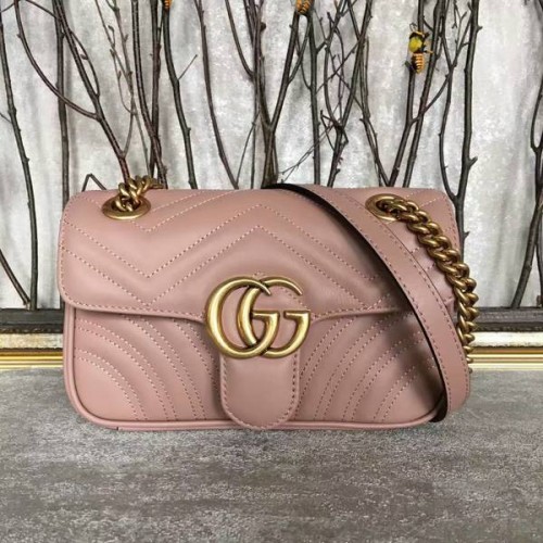 Gucci Now GG Marmont Mini torebka na ramię 446744 jasnoróżowa