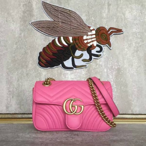 Gucci Now GG Marmont Mini torebka na ramię 446744 różowa
