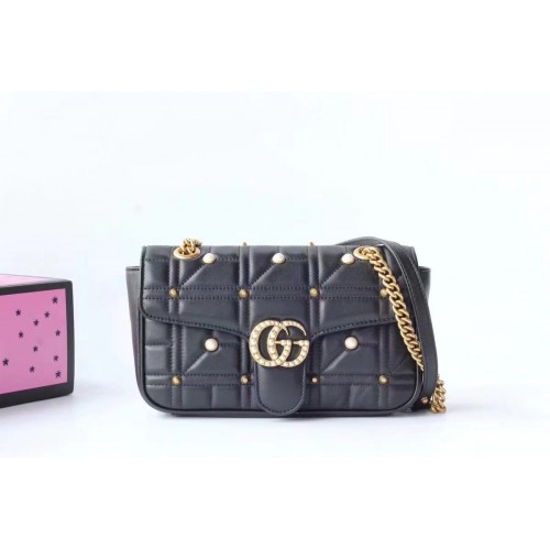 Gucci Now Marmont Mmatelasse Torba na ramię 443497 Czarna