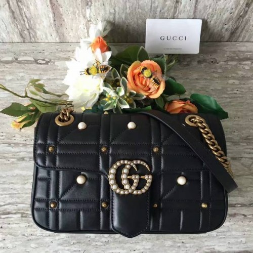 Gucci Now Marmont Mmatelasse Torba na ramię 443497 Czarna