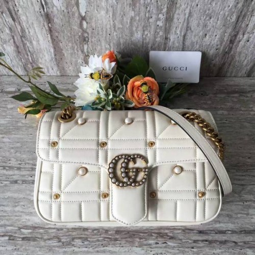Gucci Now Marmont Mmatelasse Torba na ramię 443497 Biała