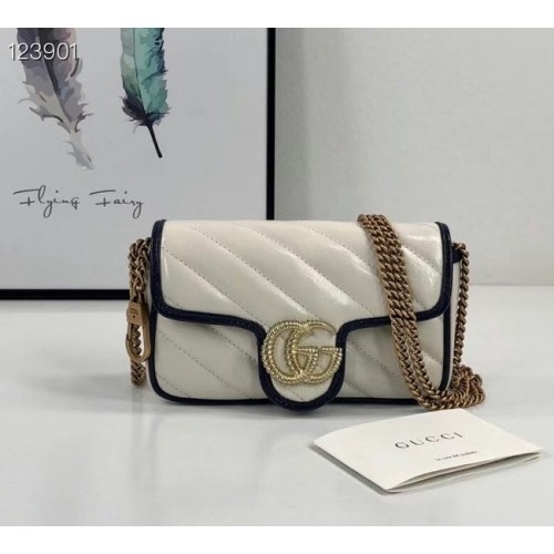Gucci Online Exclusive GG Marmont mini torebka 574969 Biało-niebieska