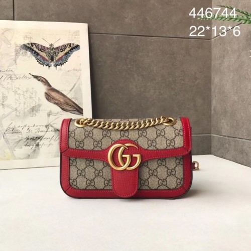 Mała torebka na ramię Gucci Ophidia GG Supreme 446744 czerwona