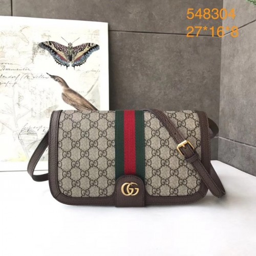 Mała torebka na ramię Gucci Ophidia GG Supreme 548304 brązowa
