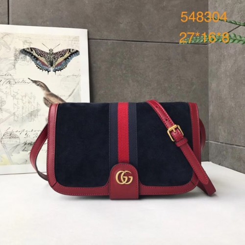 Torebka na ramię Gucci Ophidia GG Supreme mała zamszowa 548304 Granatowa