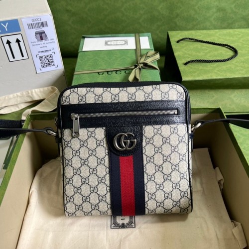 Mała torebka listonoszka Gucci Ophidia GG 547926 niebieska