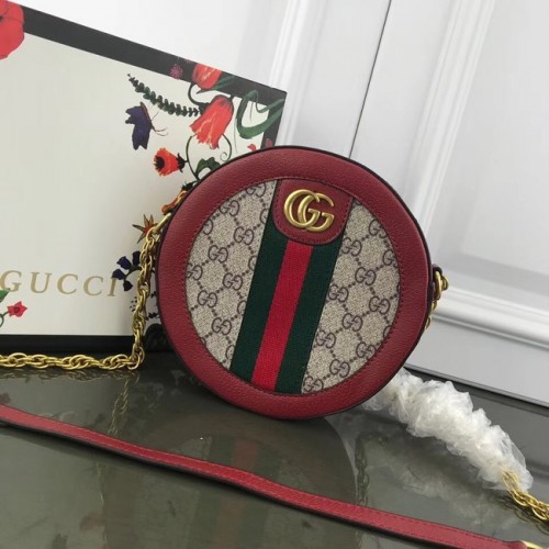 Torebka okrągła na ramię Gucci Ophidia mini GG 171285 czerwona