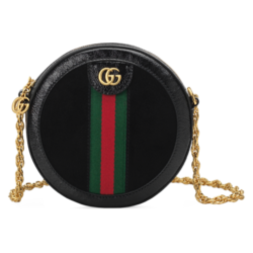 Torebka Gucci Ophidia mini okrągła na ramię 550618 Czarny zamsz