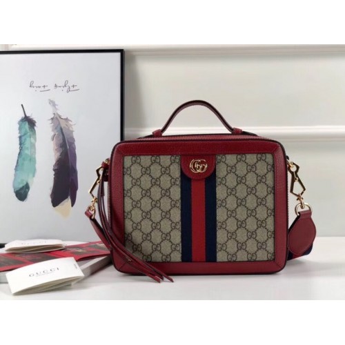 Torebka na ramię Gucci Ophidia mała GG 550622 czerwona
