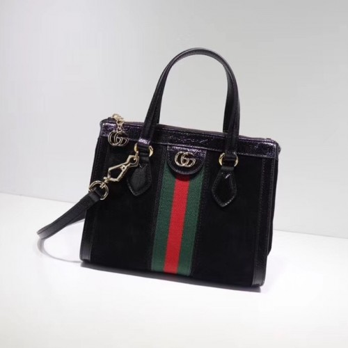 Mała torebka Gucci Ophidia GG 547551, czarna, zamszowa