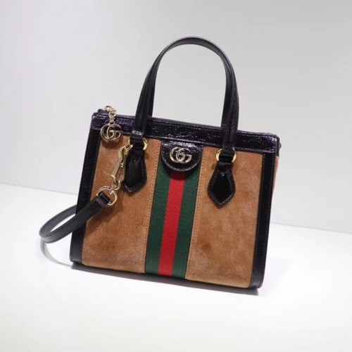 Gucci Ophidia mała torebka GG 547551 brązowa zamszowa