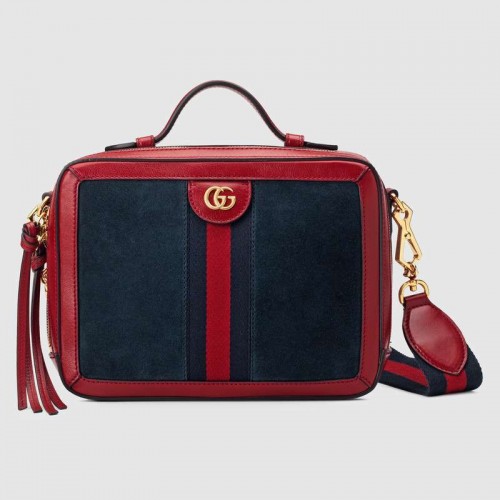 Mała torebka na ramię Gucci Ophidia 550622 Niebieska zamszowa