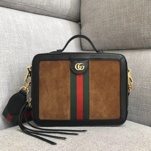 Mała torebka na ramię Gucci Ophidia 550622 brązowa zamszowa