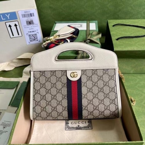 Mała torba Gucci Ophidia z nadrukiem Web 693724 w kolorze białym