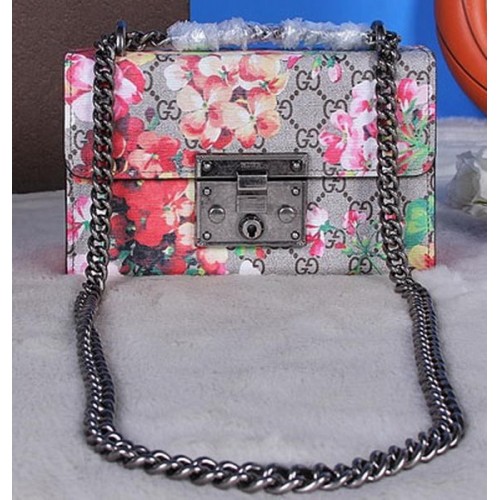 Torebka na ramię Gucci Padlock Blooms 409487 różowa
