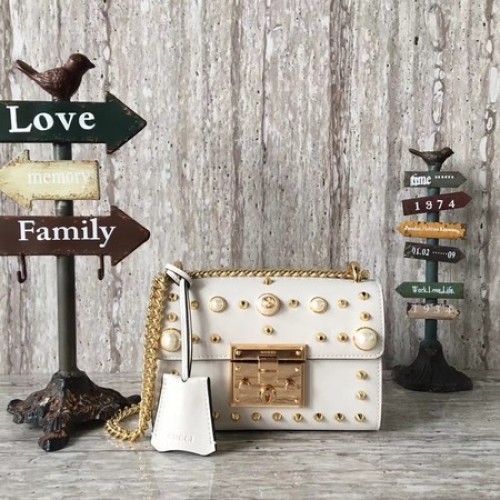 Torba na ramię Gucci Padlock ze skóry cielęcej 432182 Offwhite