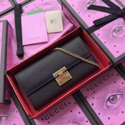 Portfel Gucci Padlock Continental ze skóry cielęcej 453506 w kolorze czarnym