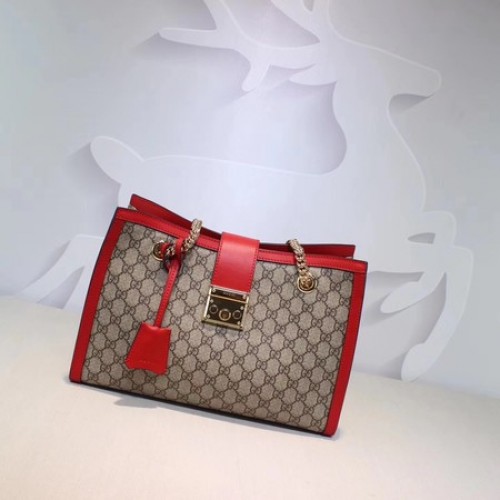 Torba na ramię Gucci Padlock GG Supreme Canvas 479197 w kolorze czerwonym