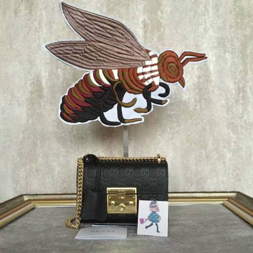 Torebka na ramię Gucci Padlock Gucci Signature Mini 409487A Czarna