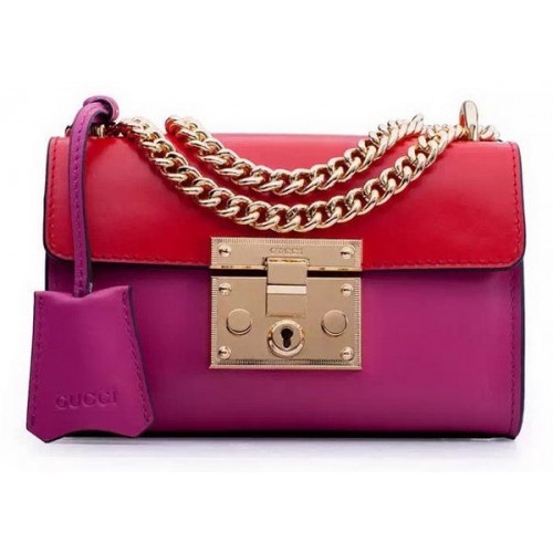 Torebki na ramię Gucci Padlock Leather 409487 Rose&Czerwone