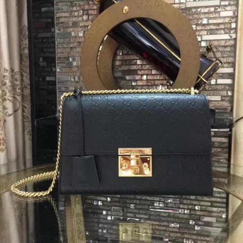 Torba na ramię Gucci Padlock Series Gucci Signature 409486 Czarna