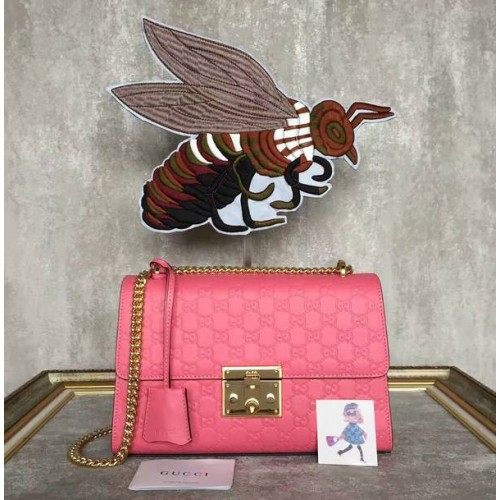 Torba na ramię Gucci Padlock Series Gucci Signature 409486 różowa