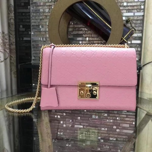 Torba na ramię Gucci Padlock Series Gucci Signature 409486 różowa