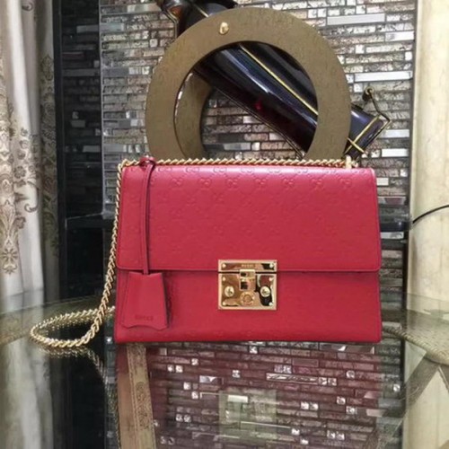 Torba na ramię Gucci Padlock Series Gucci Signature 409486 w kolorze czerwonym