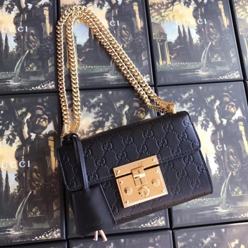 Torebka na ramię Gucci Padlock mała GG 409487 czarna