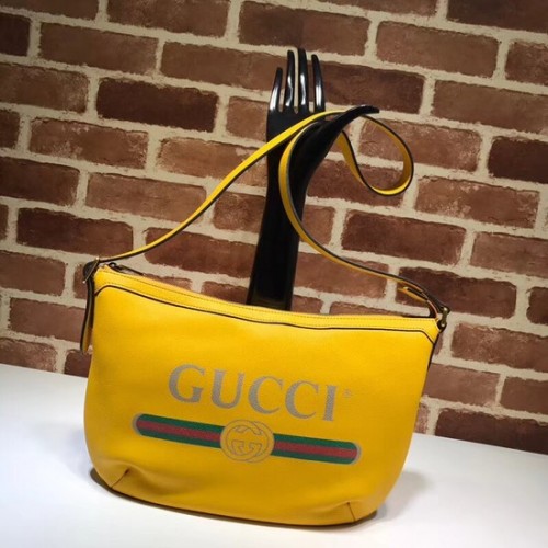 Torebka typu hobo Gucci Print w kształcie półksiężyca 523589 żółta