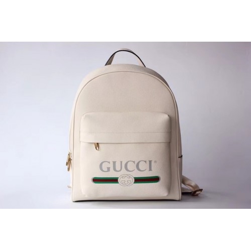 Plecak skórzany Gucci Print 547834 w kolorze ecru