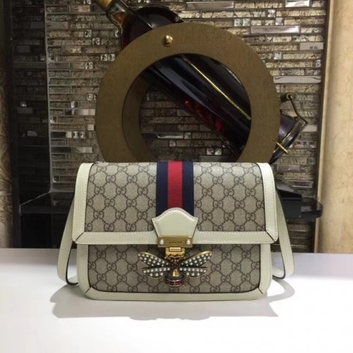 Gucci Queen Margaret GG Supreme średnia torebka na ramię 524356 Biała