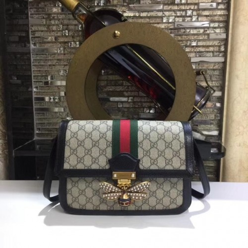 Gucci Queen Margaret GG Supreme średnia torebka na ramię 524356 czarna