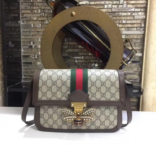 Gucci Queen Margaret GG Supreme średnia torebka na ramię 524356 brązowa