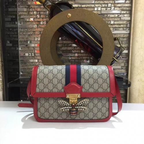 Gucci Queen Margaret GG Supreme średnia torebka na ramię 524356 czerwona