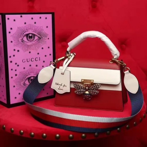 Torebka skórzana Gucci Queen Margaret z uchwytem u góry 476541 w kolorze czerwonym