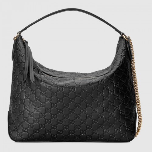 Duża torba typu hobo Gucci Signature 477324 czarna