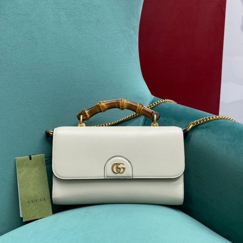Torebka Gucci Small z uchwytem u góry i bambusem 675794 biała