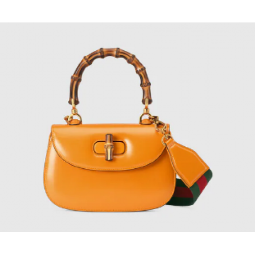 Torebka Gucci Small z uchwytem u góry i bambusem 675797 żółta