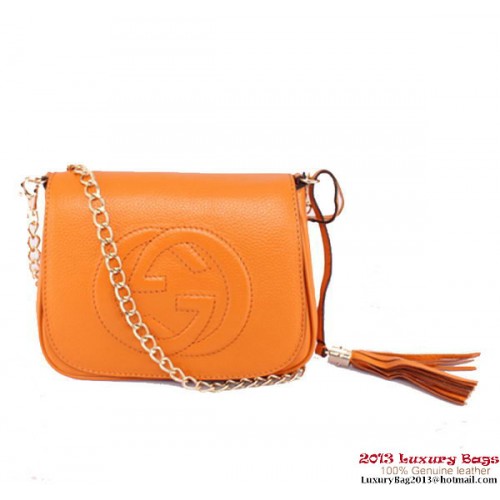 Gucci Soho skórzana torba na ramię z łańcuszkiem 323190 Camel