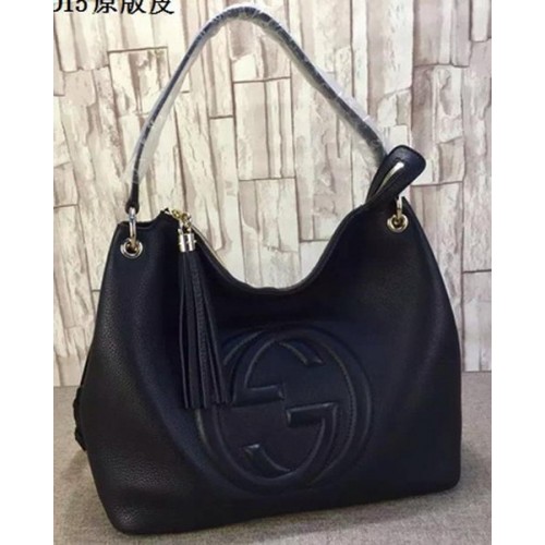 Torba typu hobo Gucci Soho Leather, skóra cielęca 408825, kolor czarny