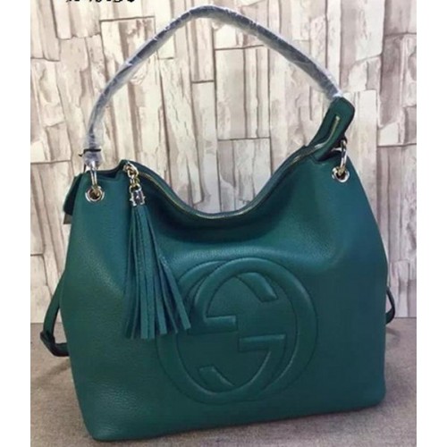 Torba typu hobo Gucci Soho ze skóry cielęcej 408825 w kolorze zielonym