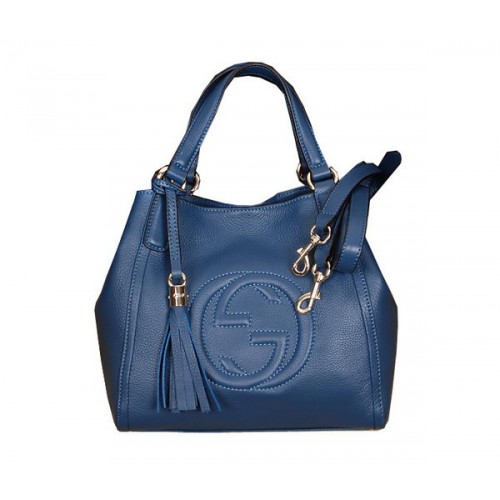 Torba na ramię Gucci Soho ze skóry 336751, niebieska