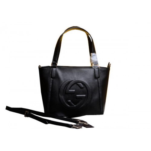 Torebka Gucci Soho ze skóry z uchwytem u góry 369176, czarna