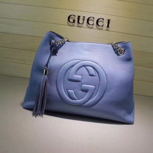 Torba Gucci Soho średniej wielkości ze skóry cielęcej 308982, niebieska