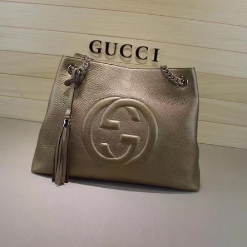 Torba Gucci Soho średniej wielkości ze skóry cielęcej 308982, brązowa